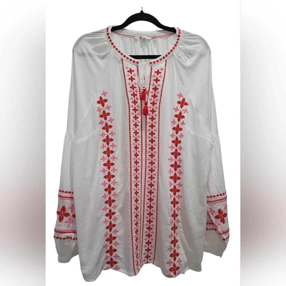 Boden Marla Embroidered Tunic 100% Cotton Top, Size 18 - Picture 2 of 8
